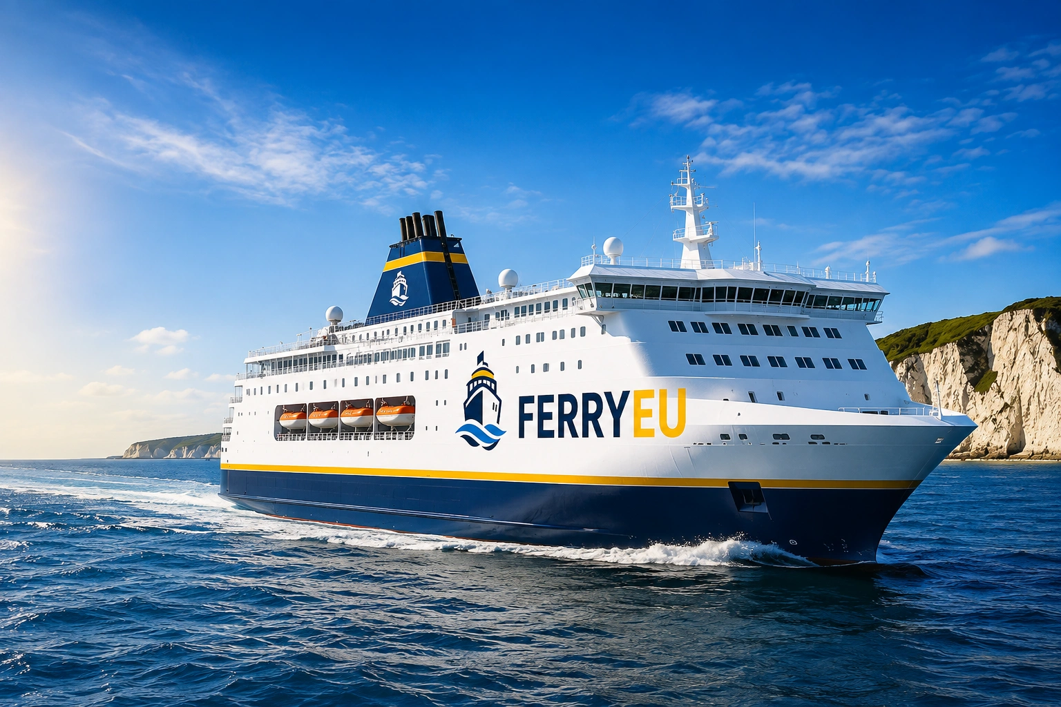 Ferry de pasajeros en el mar