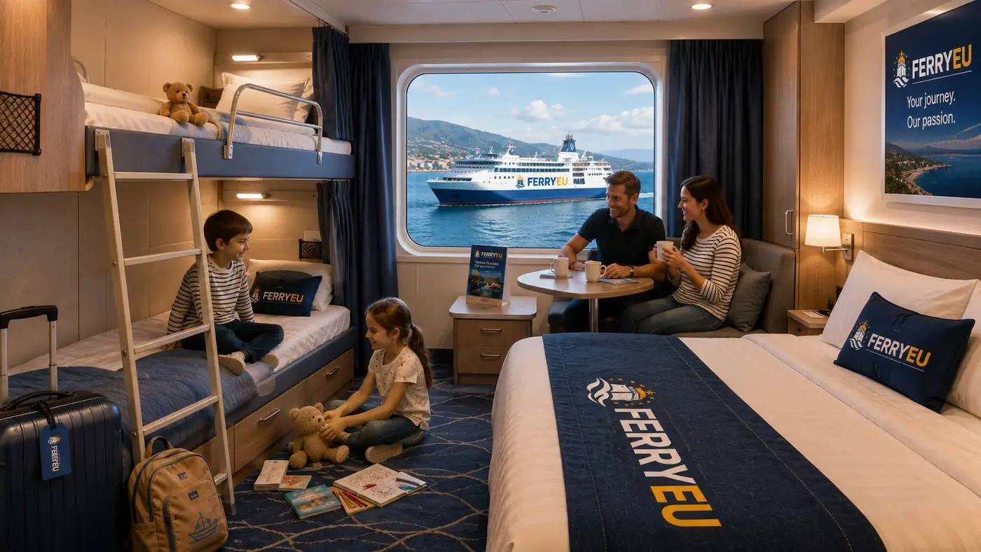 Camarote familiar de ferry con varias literas