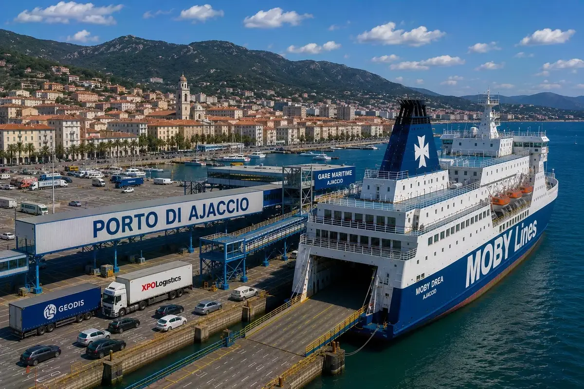 Puerto de ferry y paseo marítimo de Ajaccio, Córcega
