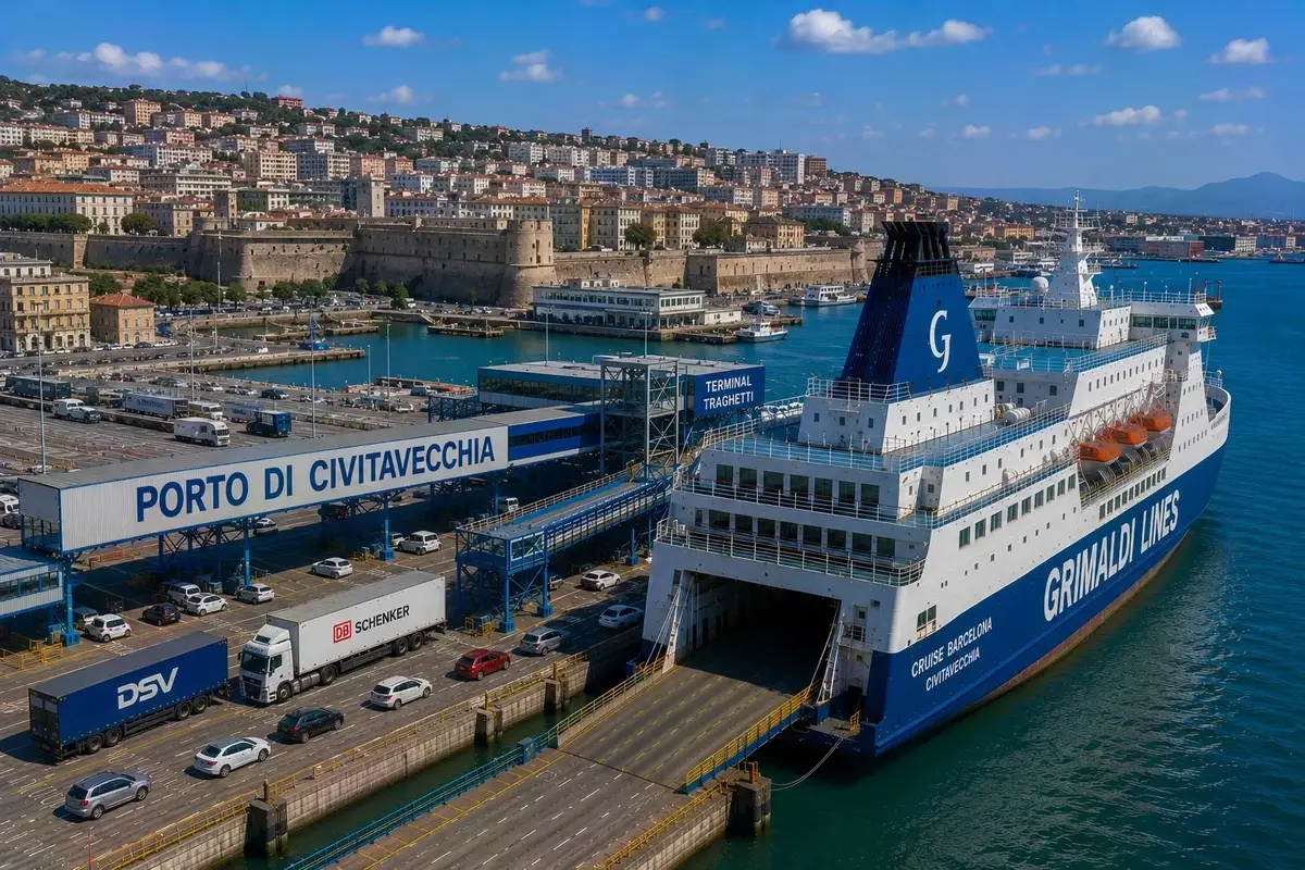 Puerto de ferris de pasajeros de Civitavecchia, en la costa del Lacio, Italia