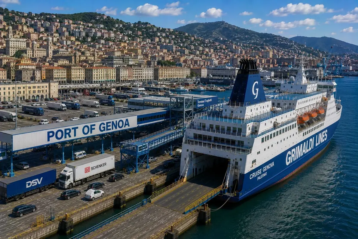 Puerto de ferry de Génova en Liguria