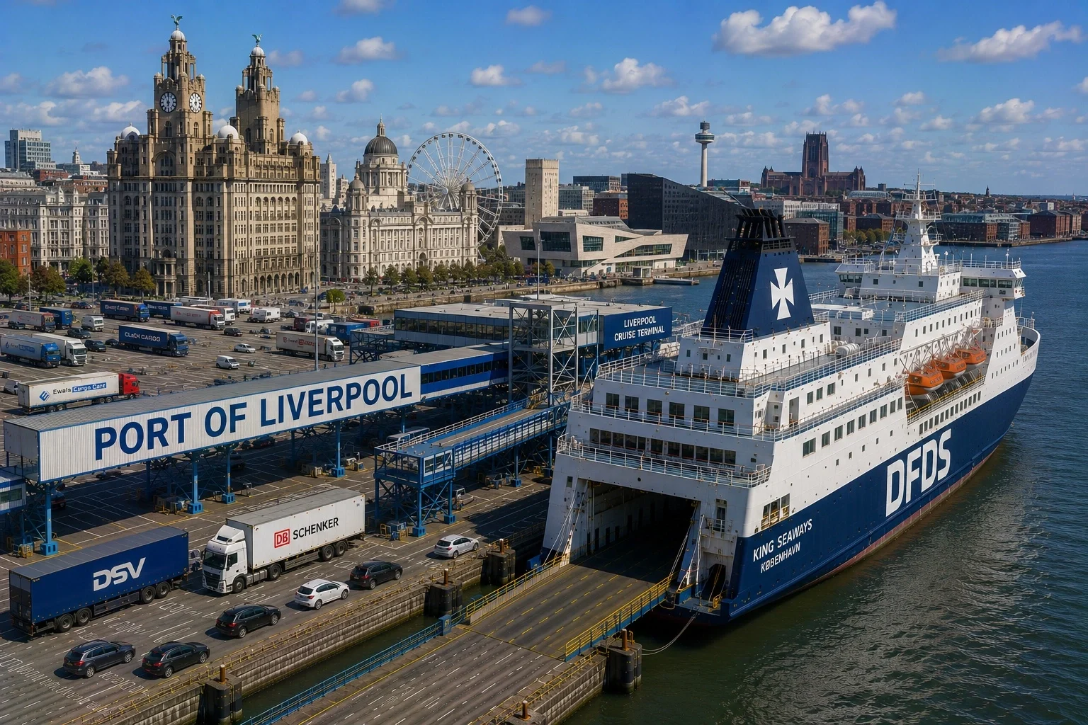 Terminal de ferry de pasajeros en el río Mersey, Liverpool, Inglaterra