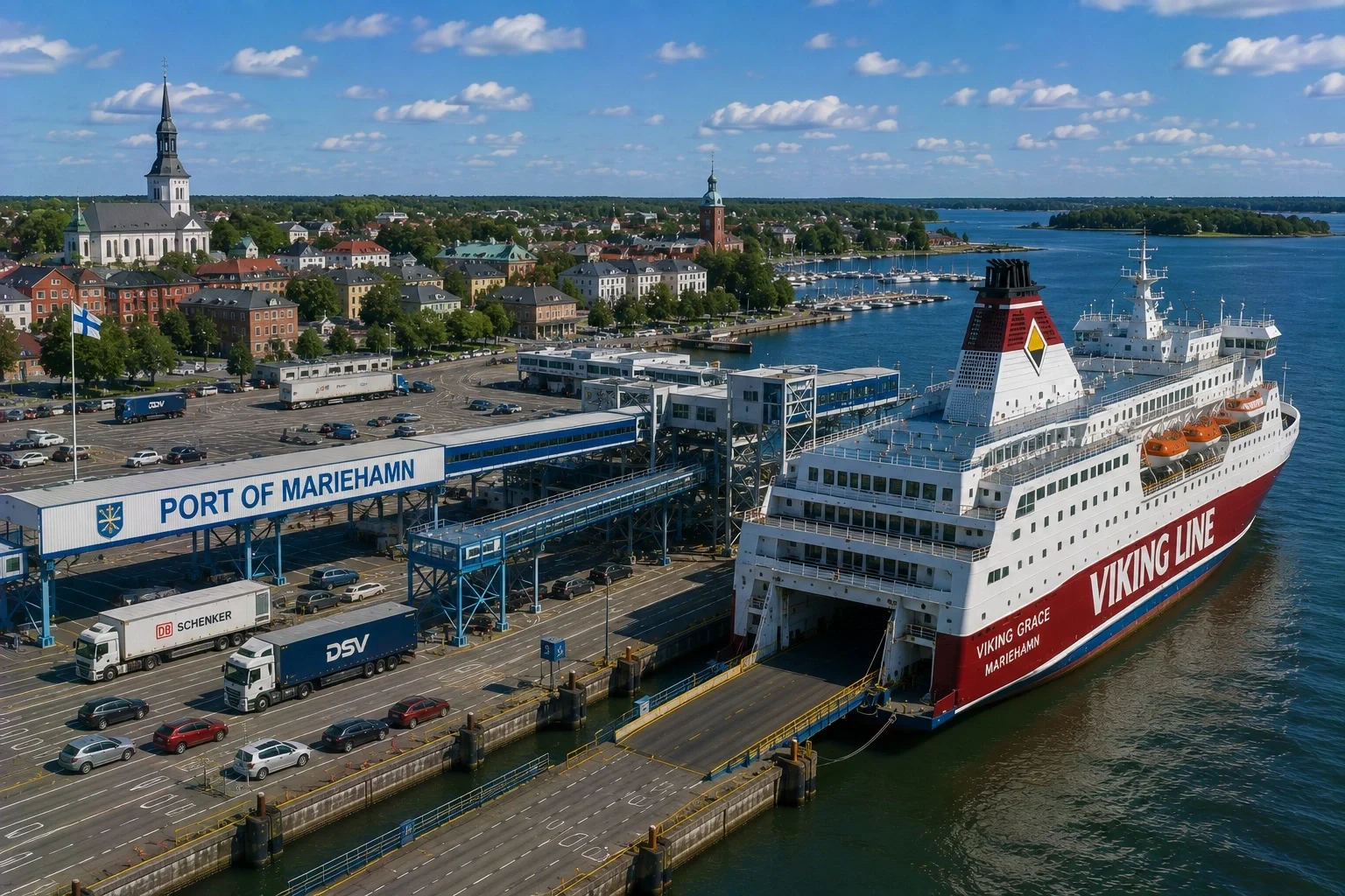 Ferry de pasajeros en la terminal de ferry de Mariehamn, Åland
