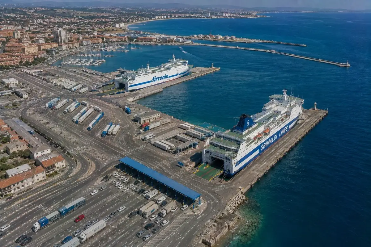 Puerto de ferry de Porto Torres en Cerdeña
