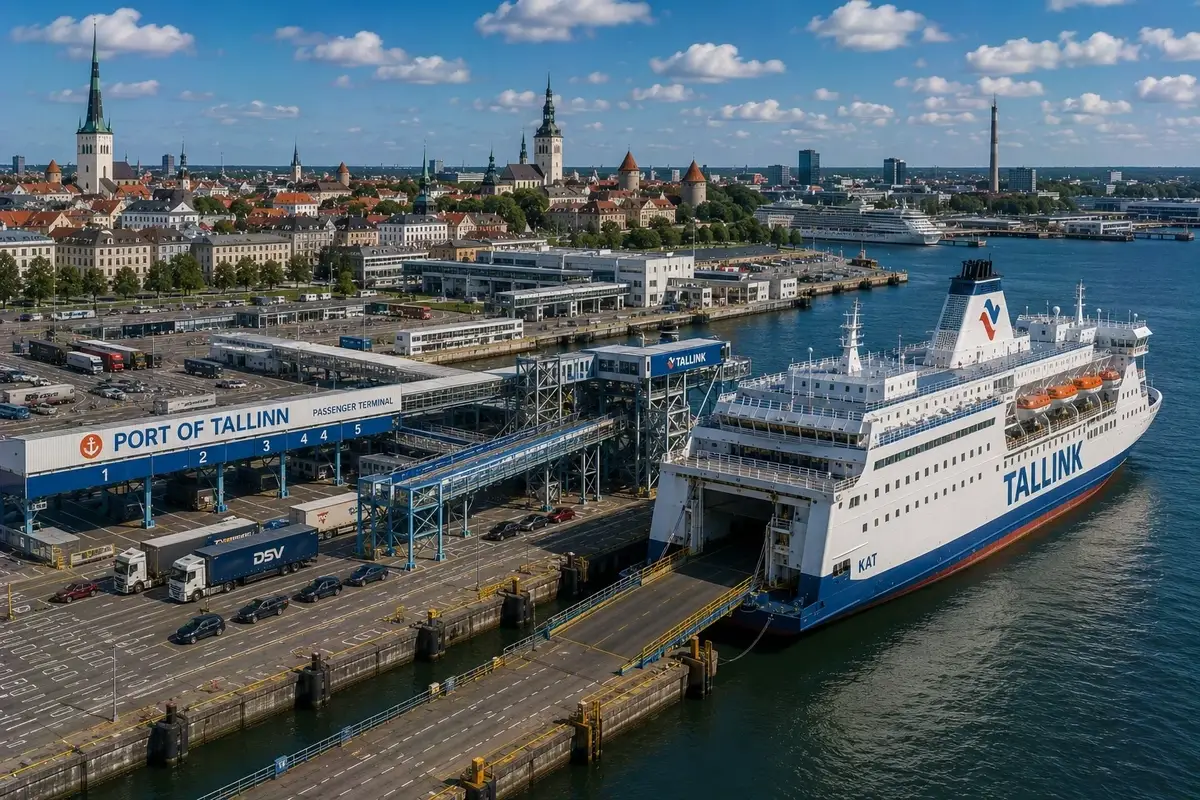 Puerto de ferry de Tallin y zona de la terminal de ferris